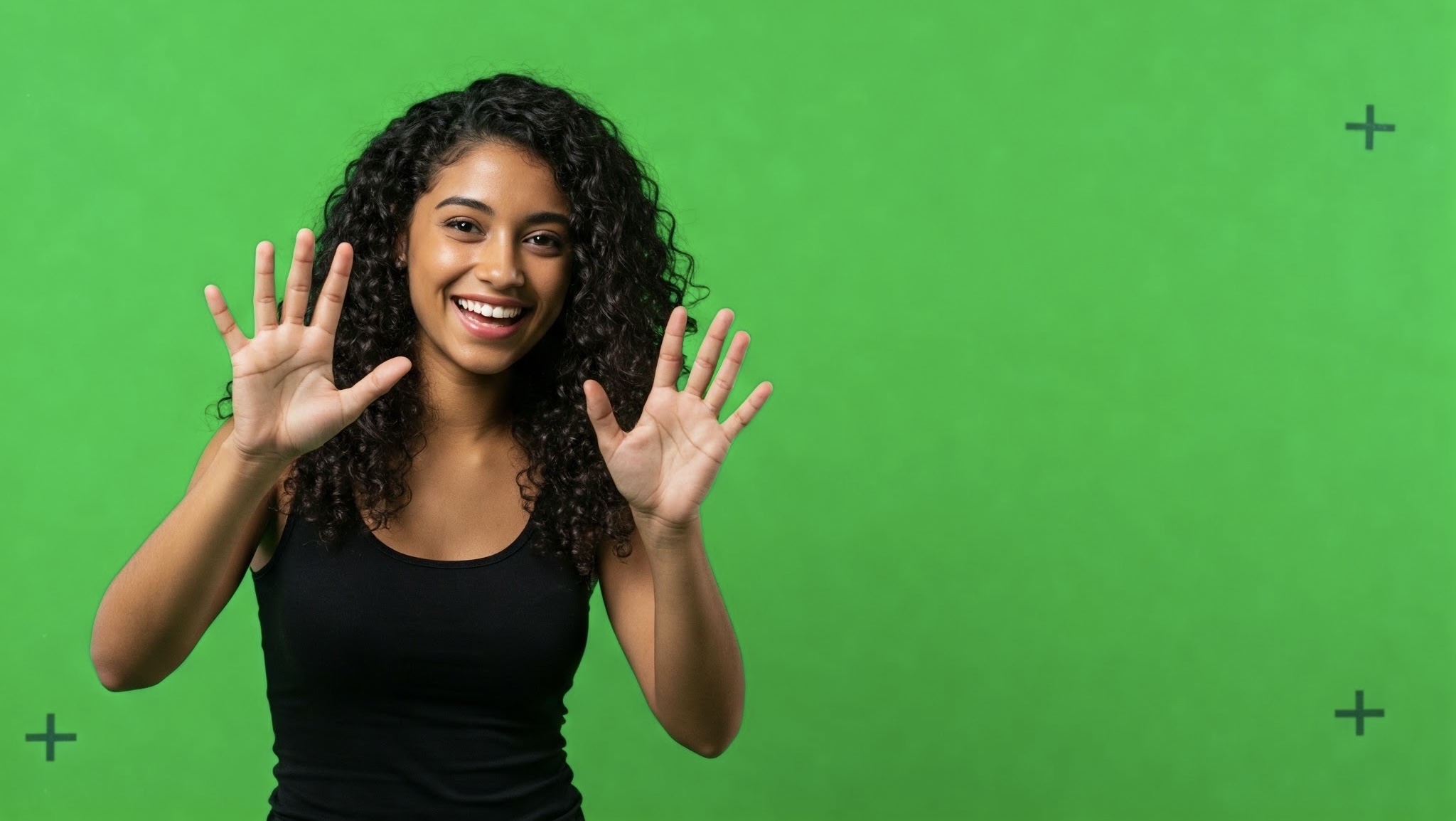 photo of Cheerful Woman Waving with Both Hands